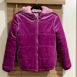 EPIC THREADS GIRLS VELVET PUFFER JACKET, PINK, Large